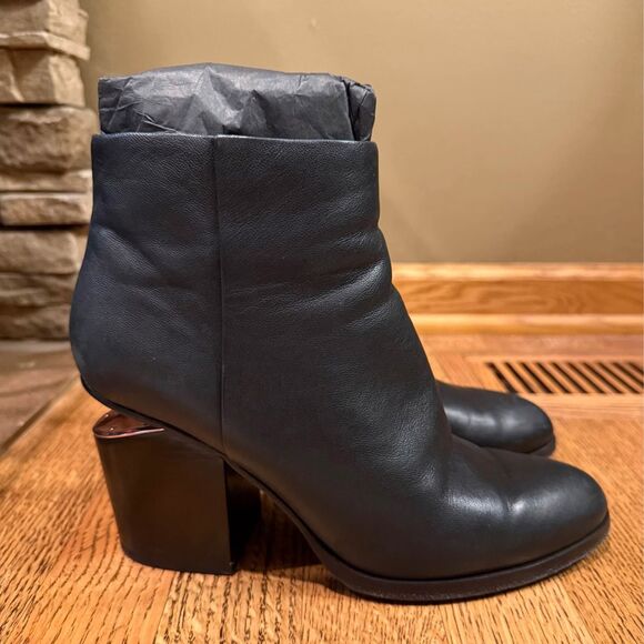 Alexander Wang Gabi Leather Cutout Heel Booties Size 8.5 - Picture 1 of 10